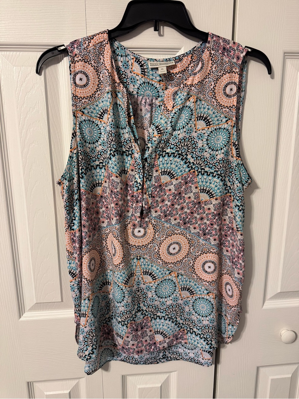 Dana Buchman Sleeveless Top in Light Blue & Peach